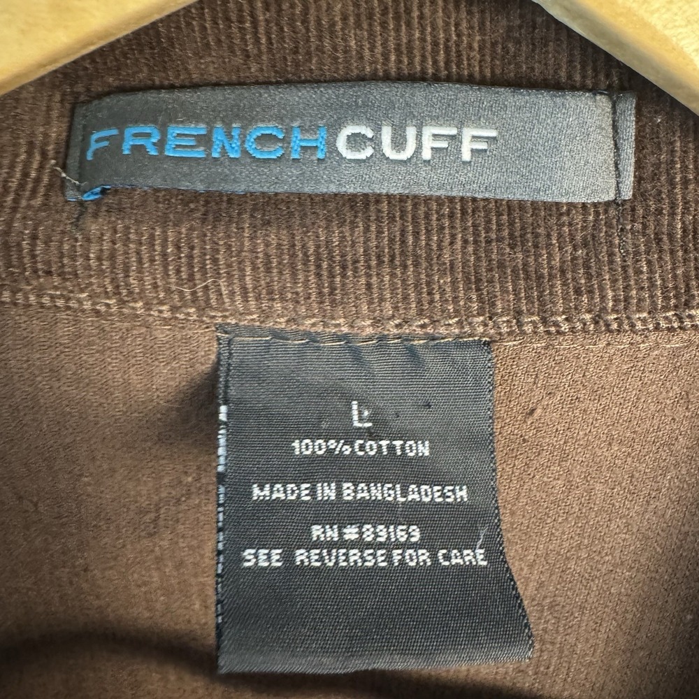 French Cuff Women's Sz Large Brown Corduroy Lightweight Jacket Collar Button Up - Picture 2 of 9